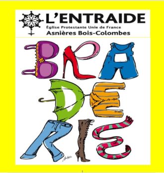 Visuel officiel des braderies de l’Entraide protestante d’Asnières Bois-Colombes, au Centre 72