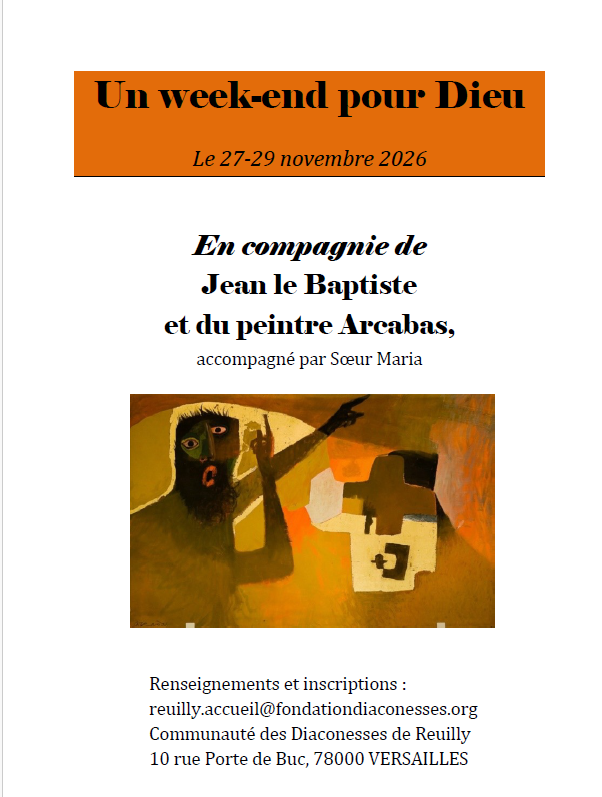 Affiche officielle du week-end Jean le Baptiste et Arcabas, du 27 au 29 novembre 2026 aux Diaconesses de Reuilly