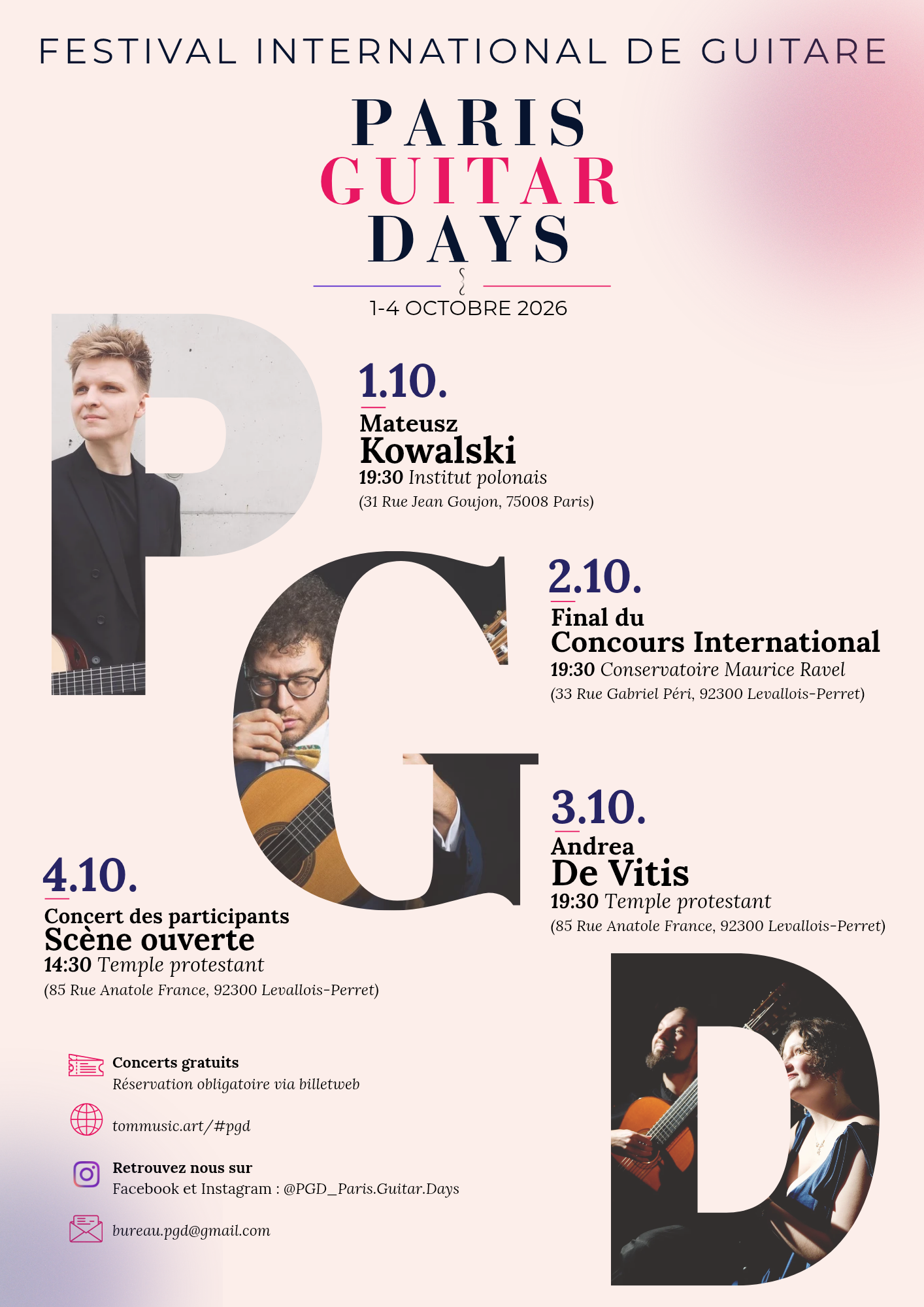 Programme officiel des Paris Guitar Days, concert des participants le 4 octobre 2026