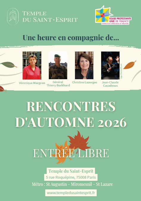 Affiche originale des Rencontres d’automne 2026 au Temple du Saint-Esprit